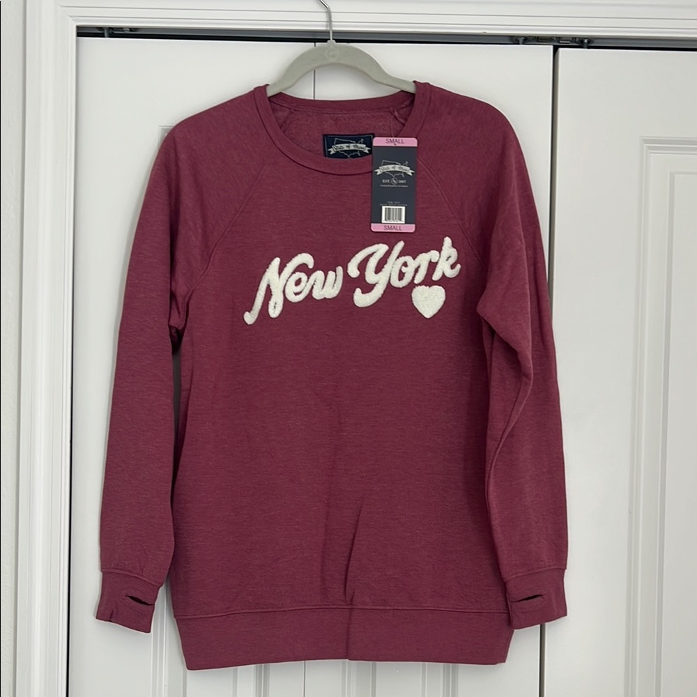 State of Mind Pink and White Crew Neck Sweater